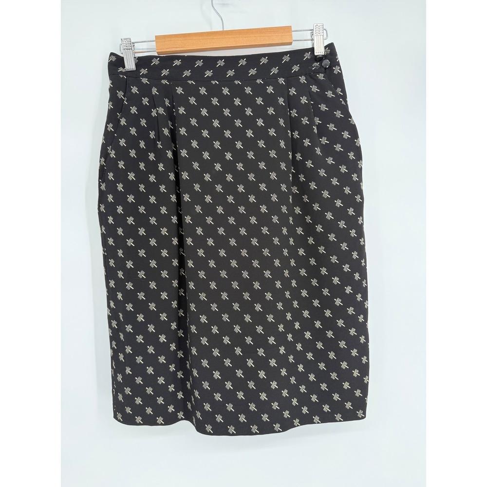 Liz Claiborne Collection Vintage Black Geometric Rayon Pencil Skirt Womens Sz 14
